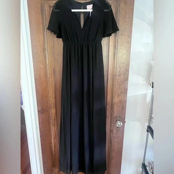 NWT Show Me Your Mumu Long Black Short Sleeve Dress Women Size XXS - Picture 8 of 9